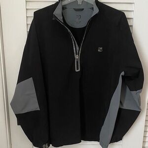 Men's Black and Gray Windbreaker Golf Jacket